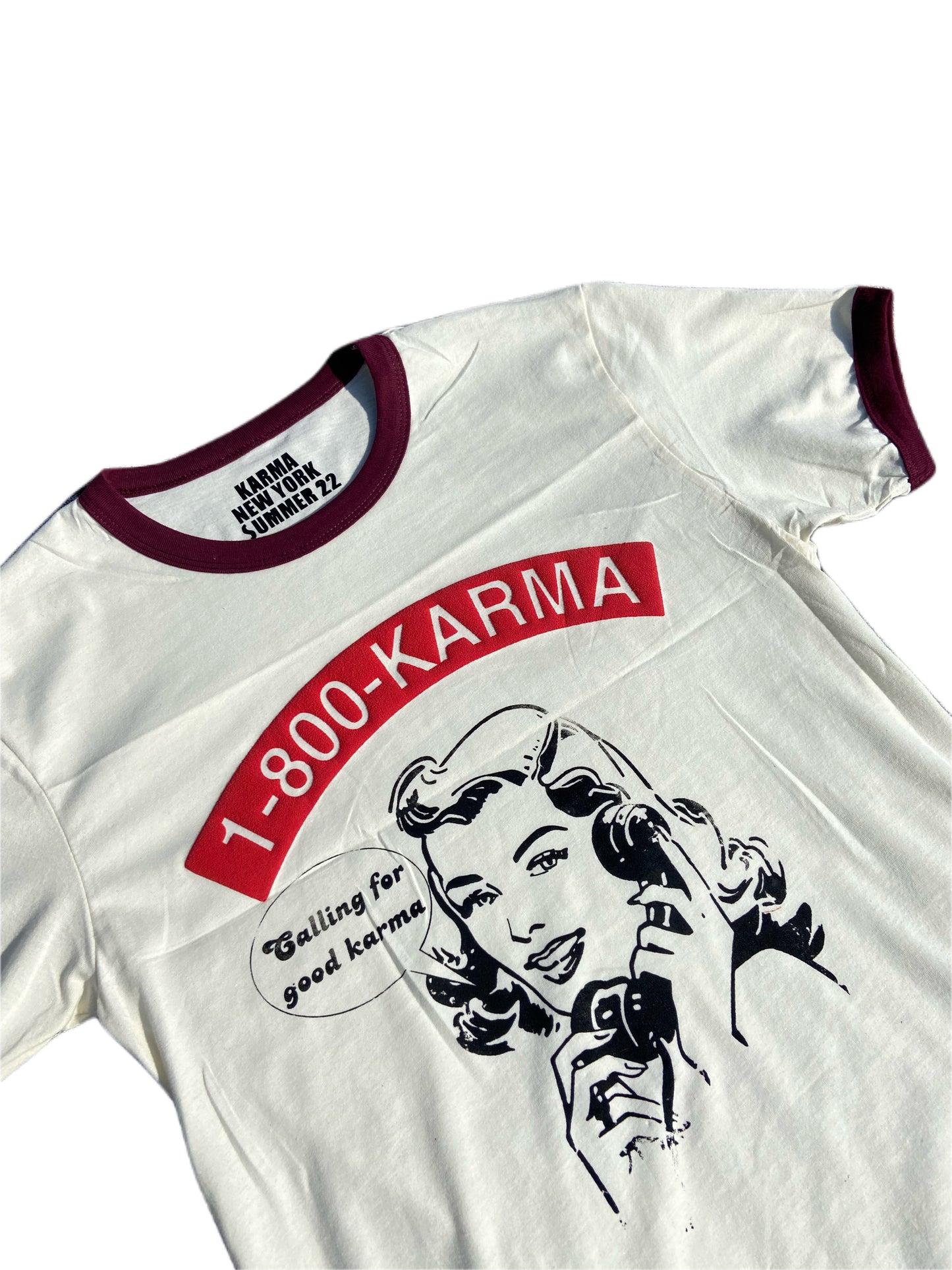 “Calling For Good Karma” Unisex Ringer Shirt